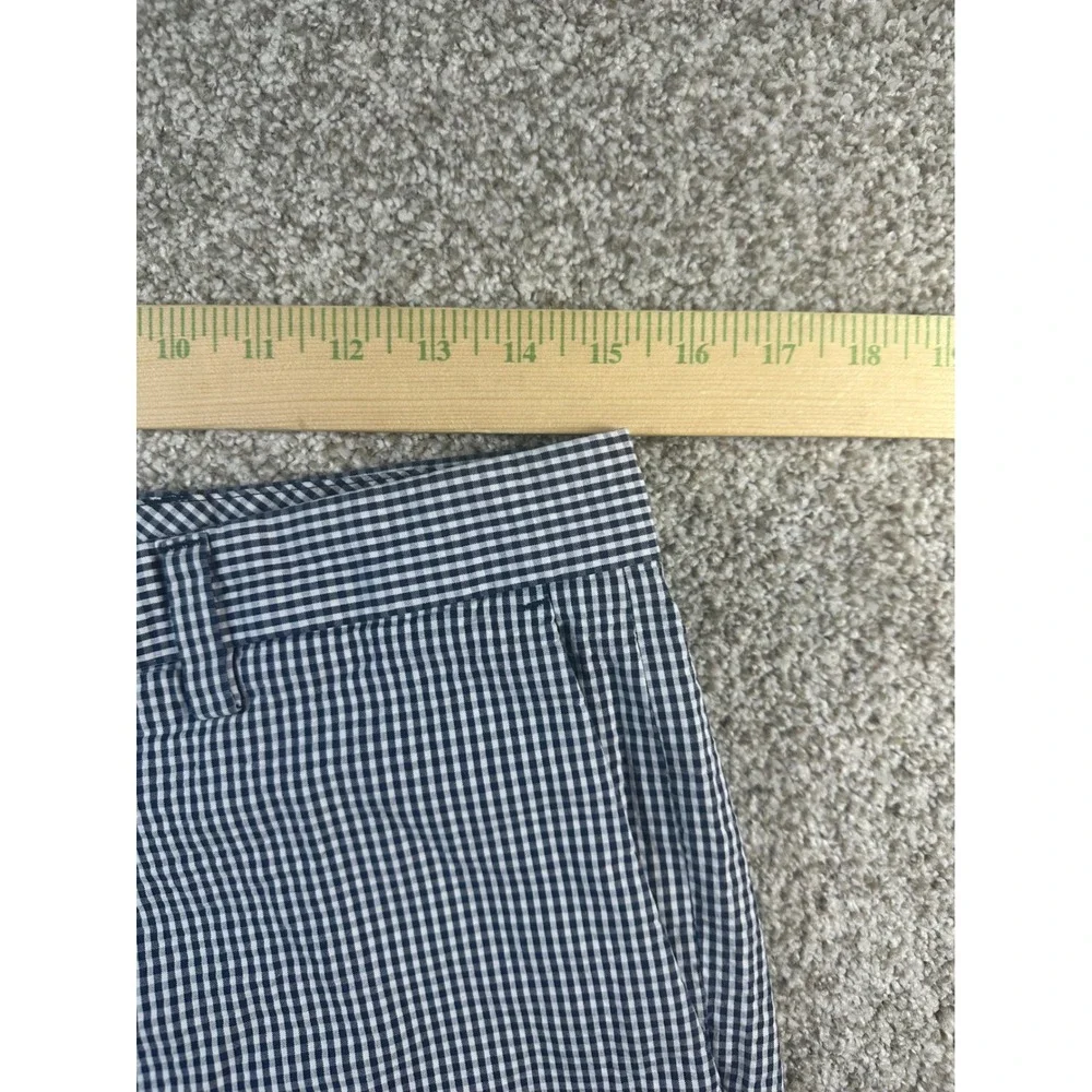 Banana Republic Aiden Short Mens 30 Navy Blue White Gingham Cotton Chino Shorts